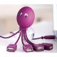 ECSEM 4-Port 2.0 USB Hub For Mac and PC High Speed. 4-Legged Octopus Design USB Hubs with LED in Purple