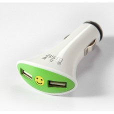 ASTN 2 Port USB Car Cigarette Lighter Adapter Dual Plug Smile Design 2.1Amps