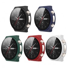 Screen Protector Case Compatible with Huawei Watch GT 2 Pro, PC Covers Tempered Glass Full Screen Protector for Watch GT 2 Pro (Black+Nave Blue+Green+Red+White)